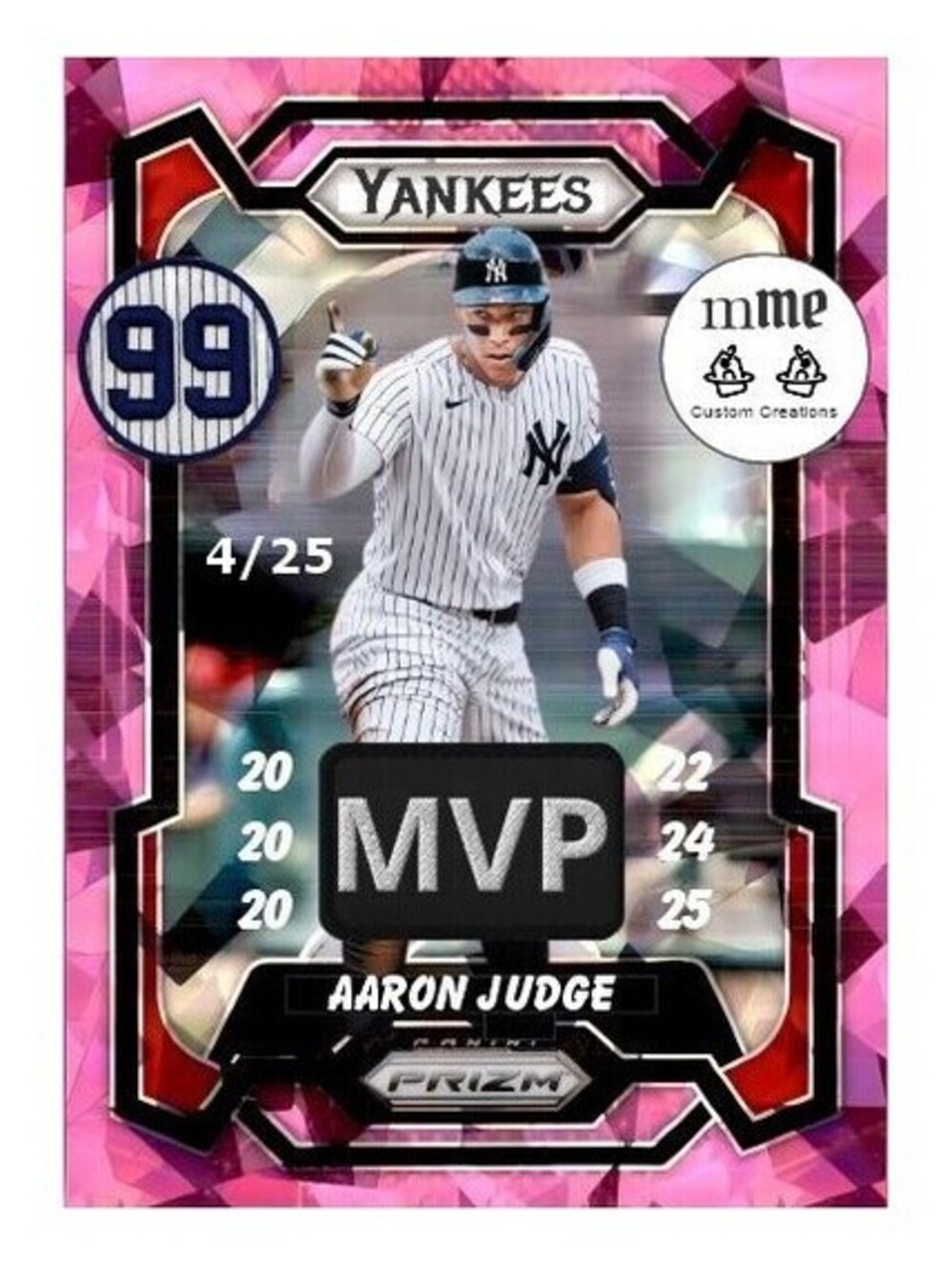 4604 Aaron Judge 4/25 Custom Designed Pink Ice 8x10 Glossy Print Lim Ed to 25